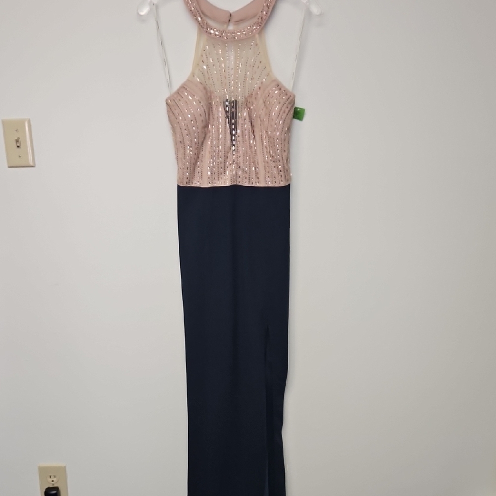 Soieblu Backless Dress with Pink Embellished Top and Black Skirt